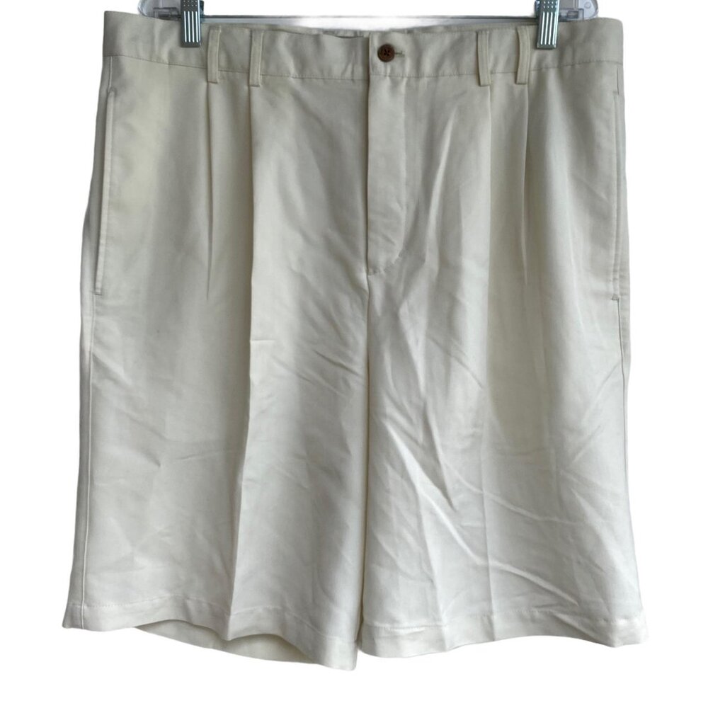 Caribbean Joe Let Go 9 in Mens Pleated Shorts 36 Cream Off White Summer Vacation